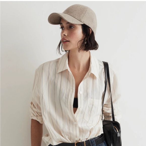 Madewell Tops - Madewell Drapey Oversized Relaxed Boyshirt in Off-white  Stripe Size XL